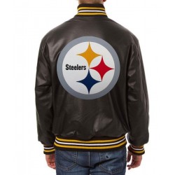 Pittsburgh Steelers Varsity Black Leather Jacket